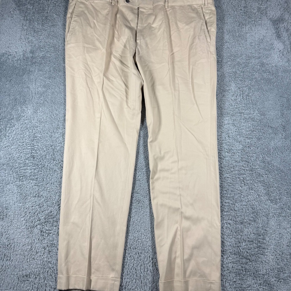 Ermenegildo Zegna Trousers Mens 44x33 Beige Cotton Blend Milano Flat Front Italy